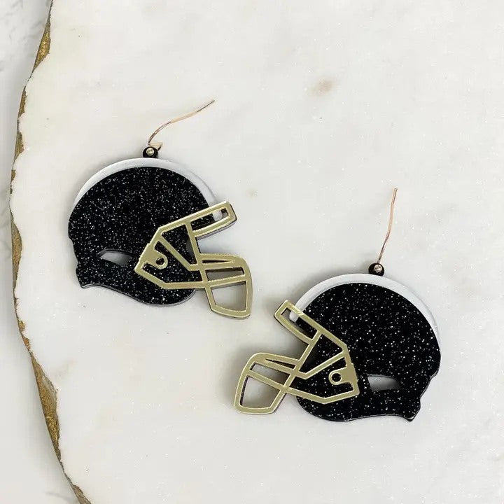 Glitter Football Helmet Dangle Earrings