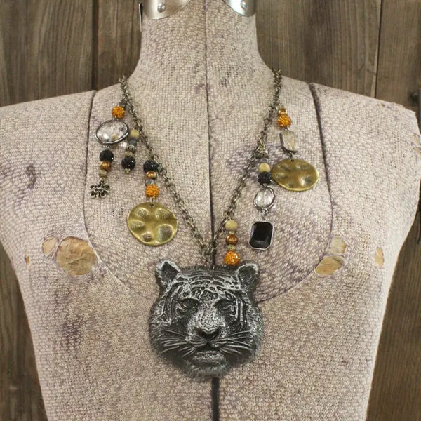 Tigers on the Prowl Charm Necklace