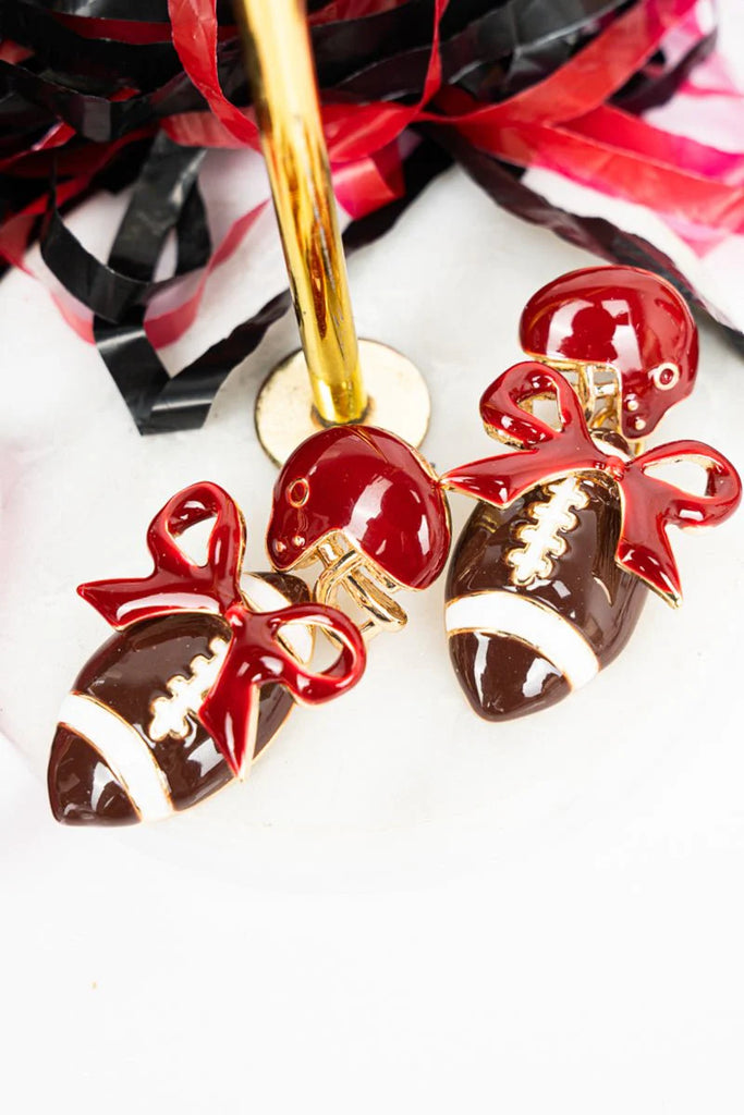 Burgundy & White Endzone Earrings